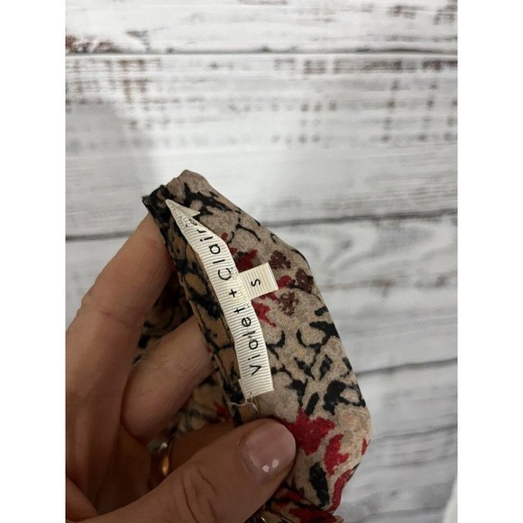 Violet + Claire Blouse Top sz Small Burgundy Orange Floral Autumn Career Church - Picture 10 of 11